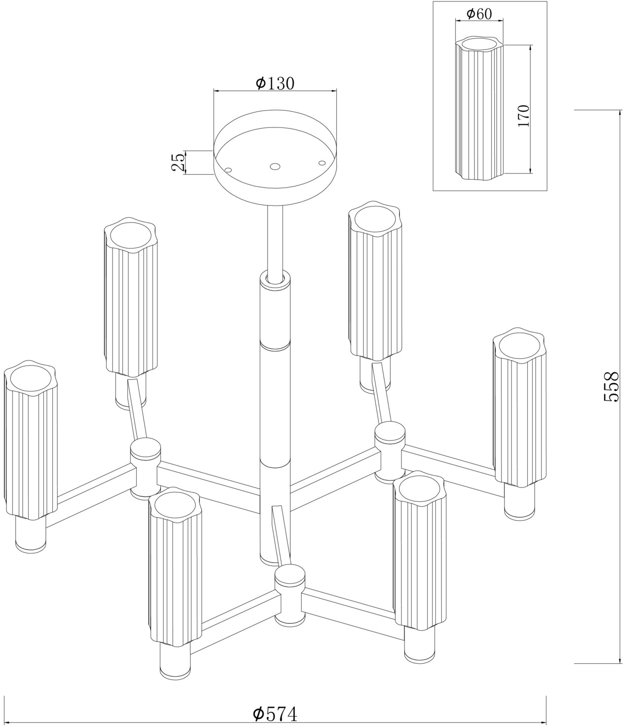 Люстра на штанге Freya Ambra FR5167PL-06BS