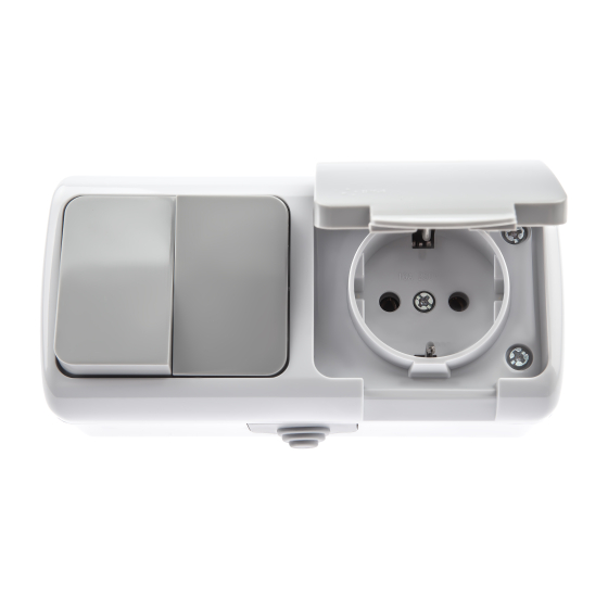 Блок розетка с выключателем Эра Intro Atlantic 5-702-03 двойным 2P+E открытой установки Б0050948