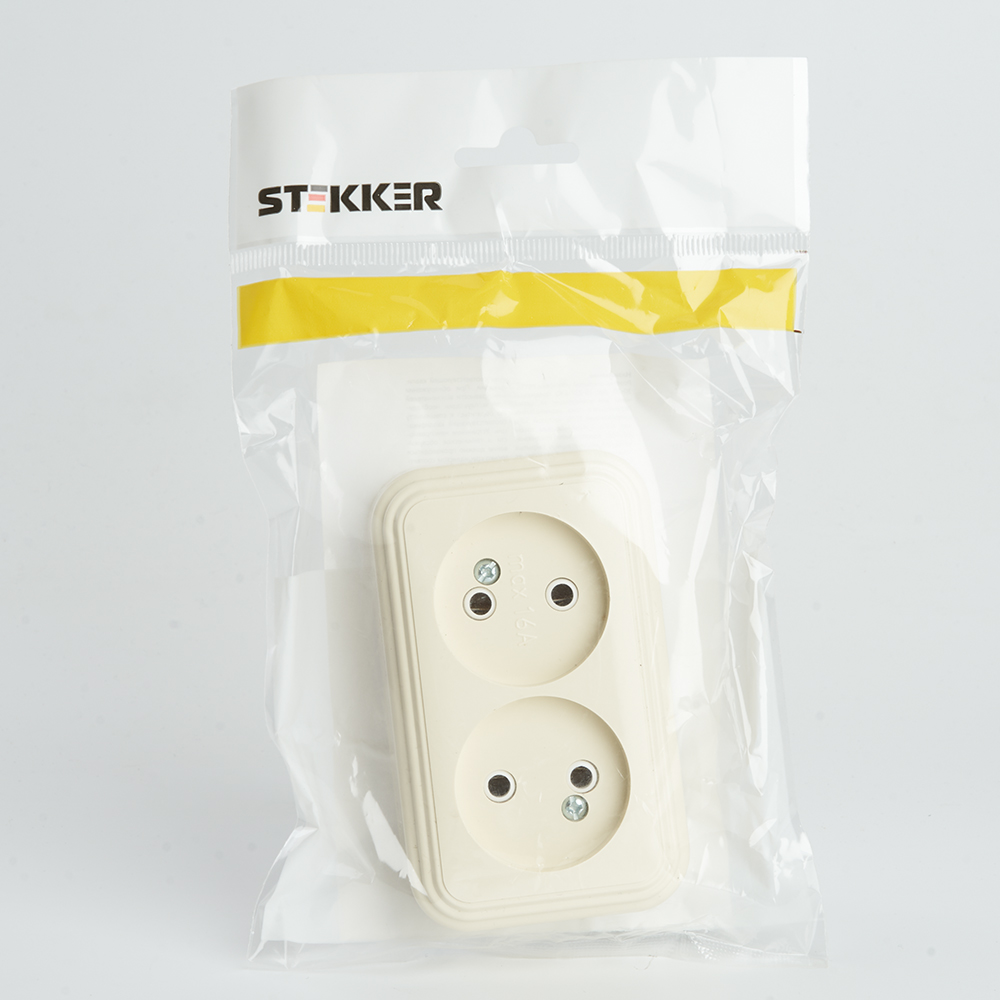 Розетка 2-местная б/з Stekker Брест 49057
