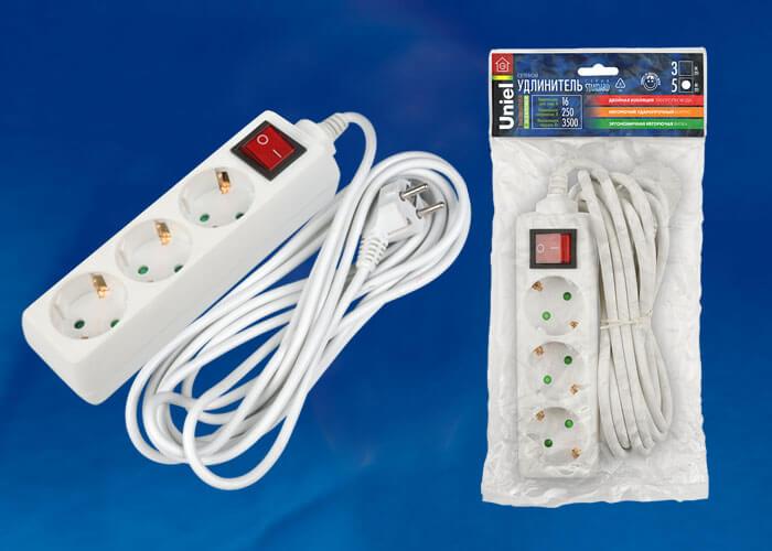 Удлинитель (02922) Uniel 3гн х 5м с/з Standard S-GCD3-5B
