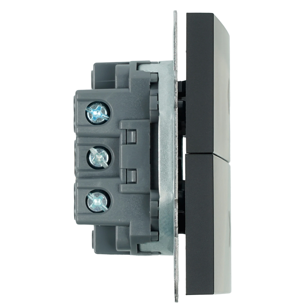 Выключатель 2-клавишный самовозвратный (механизм) Stekker Эмили 250В 10А RSW10-5113-05 черный уголь soft touch 50327