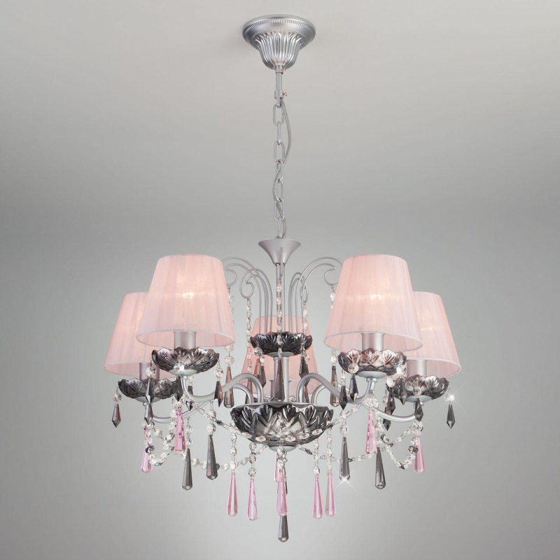 Подвесная люстра Eurosvet Rosetta 10086/5 серебро/дымчатый хрусталь Strotskis