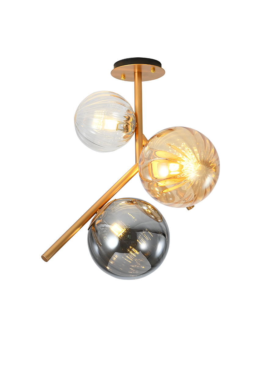 Люстра на штанге Elvan LU-9932/3R-E14-BrClAmbSm