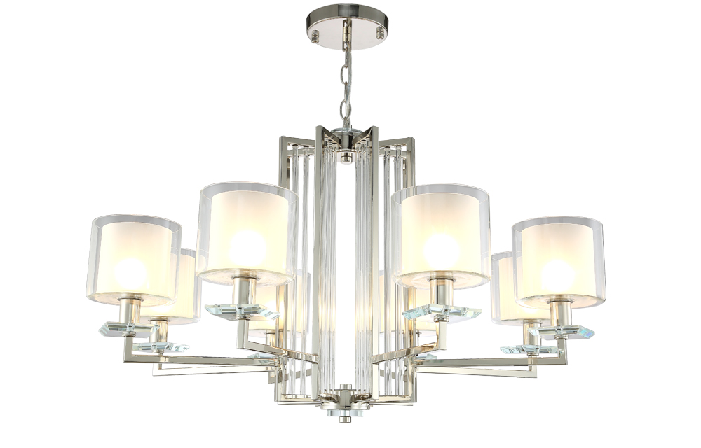 Подвесная люстра Crystal Lux Nicolas NICOLAS SP-PL8 NICKEL/WHITE