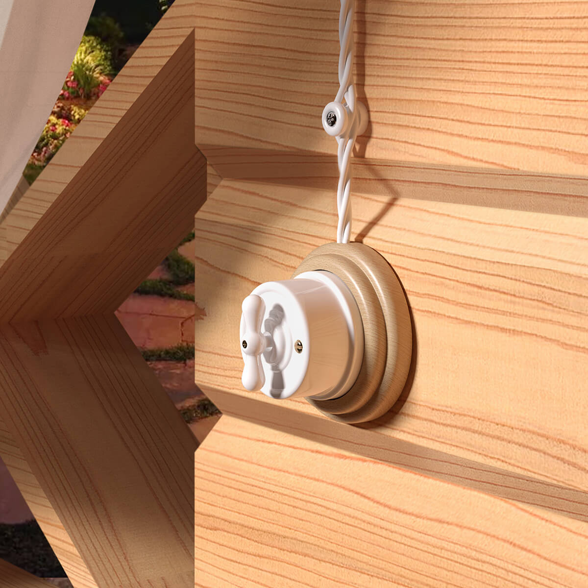 Выключатель Werkel на 4 положения двухклавишный Retro белый WL18-01-05 4690389100581