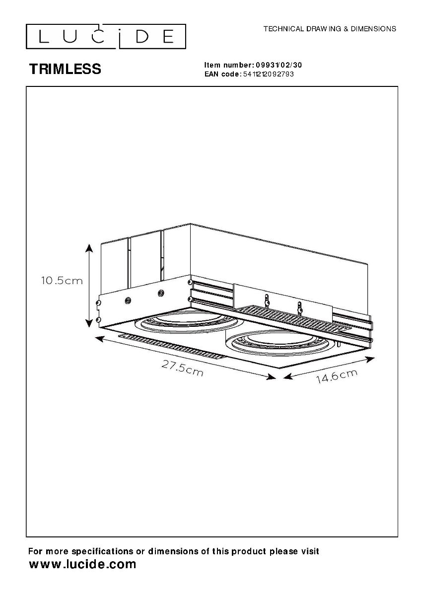 Встраиваемый светильник Lucide Trimless 09931/02/30
