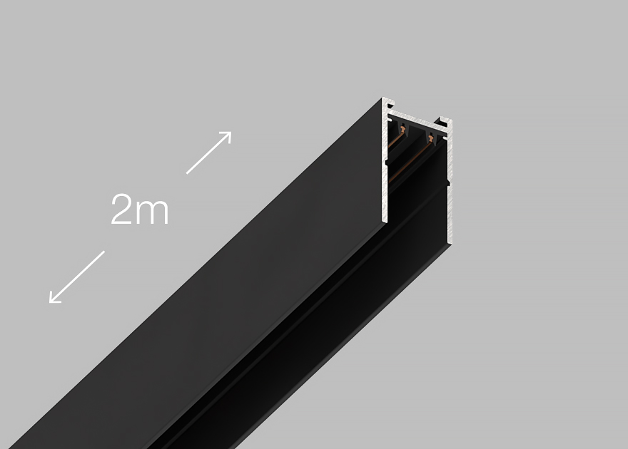 Шинопровод магнитный Luminotti Slimline L.200.2M.BK.3