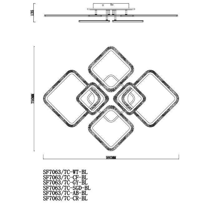 Потолочная люстра Seven Fires Loki SF7063/7C-SGD-RGB