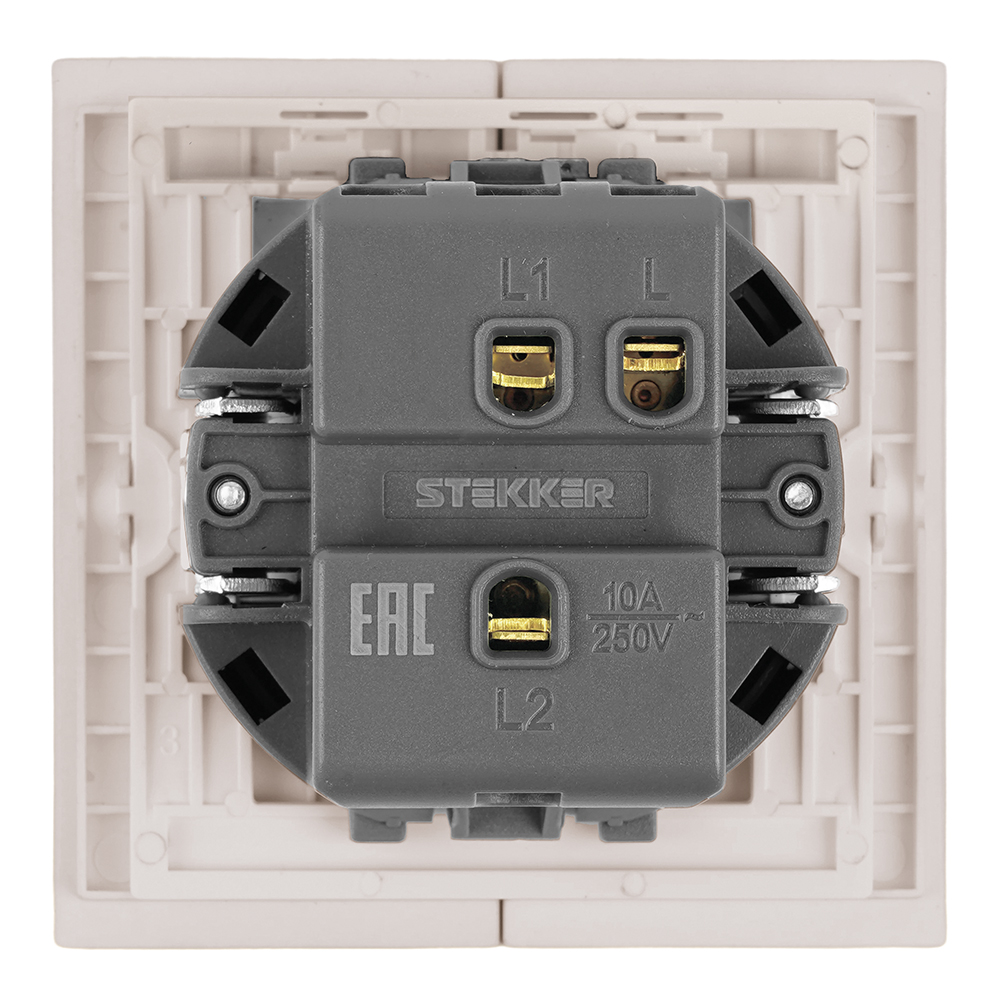 Переключатель 1-клавишный (механизм) Stekker Мия 250В 10A RSW10-3105-08 пудровый жемчуг 50477