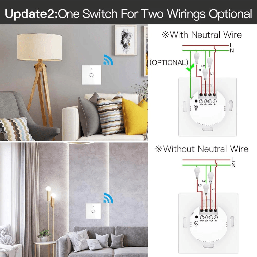 Выключатель Moes Gang Smart Switch 95-250 В ZS-B-EU2
