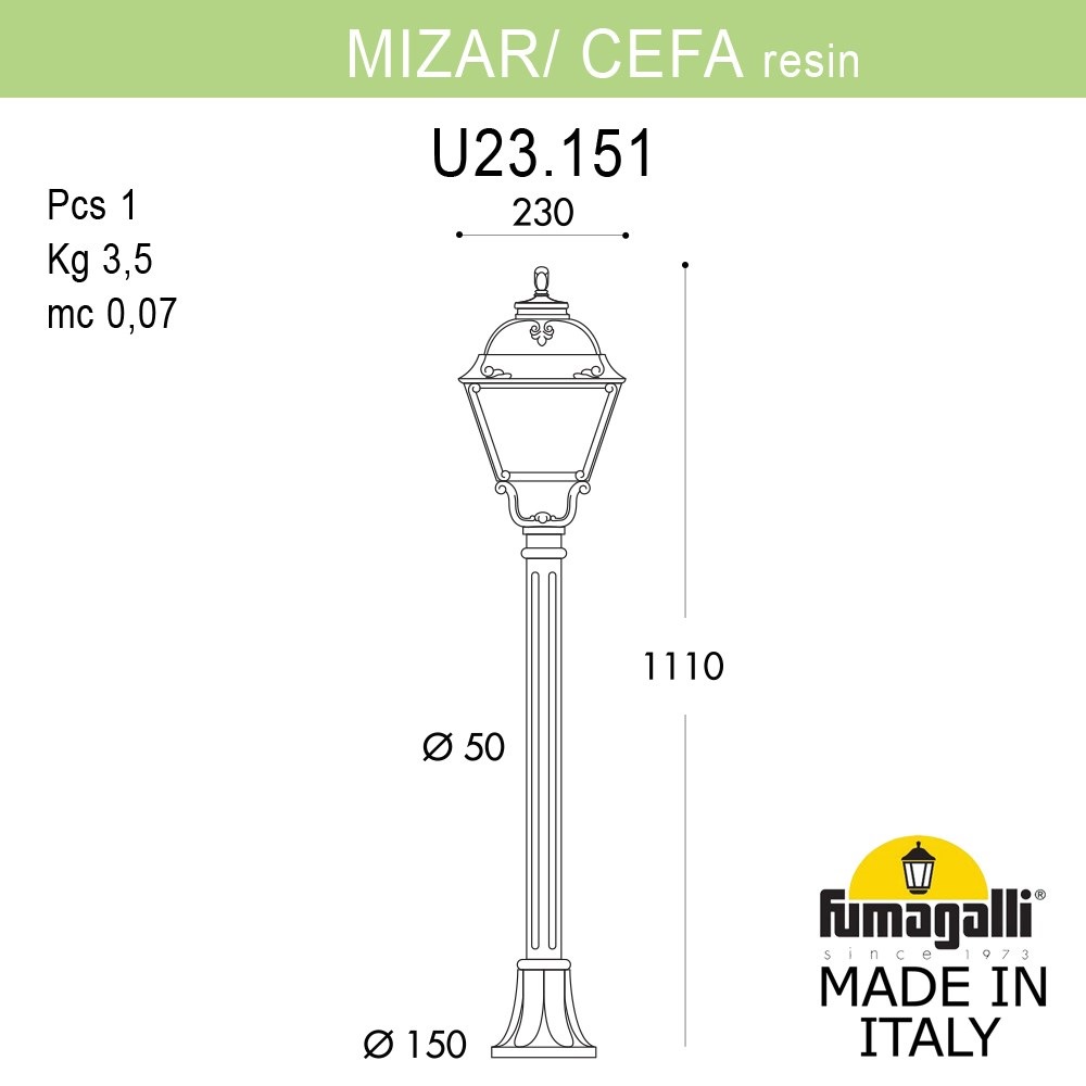 Ландшафтный светильник Fumagalli MIZAR.R/CEFA U23.151.000.AXE27