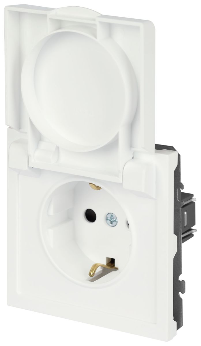 Розетка Эра Galaxy 15-2103-08 c заземлением 2P+E Schuko со шторками с крышкой 16А-250В IP20 белый матовый Б0070672