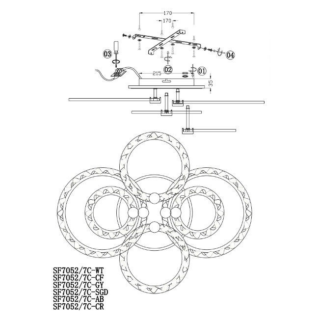 Потолочная люстра Seven Fires Oden SF7052/7C-SGD-RGB