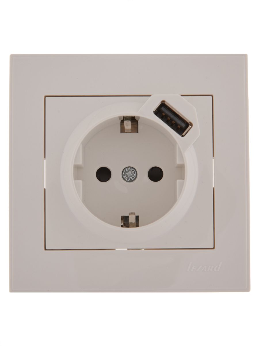 Розетка с/з + USB Lezard Rain 703-0202-181