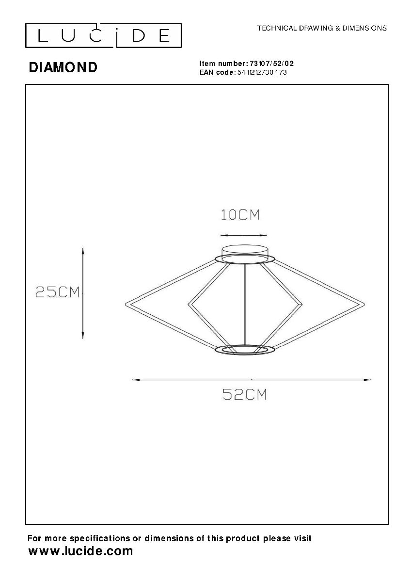 Потолочный светильник Lucide Diamond 73107/52/02