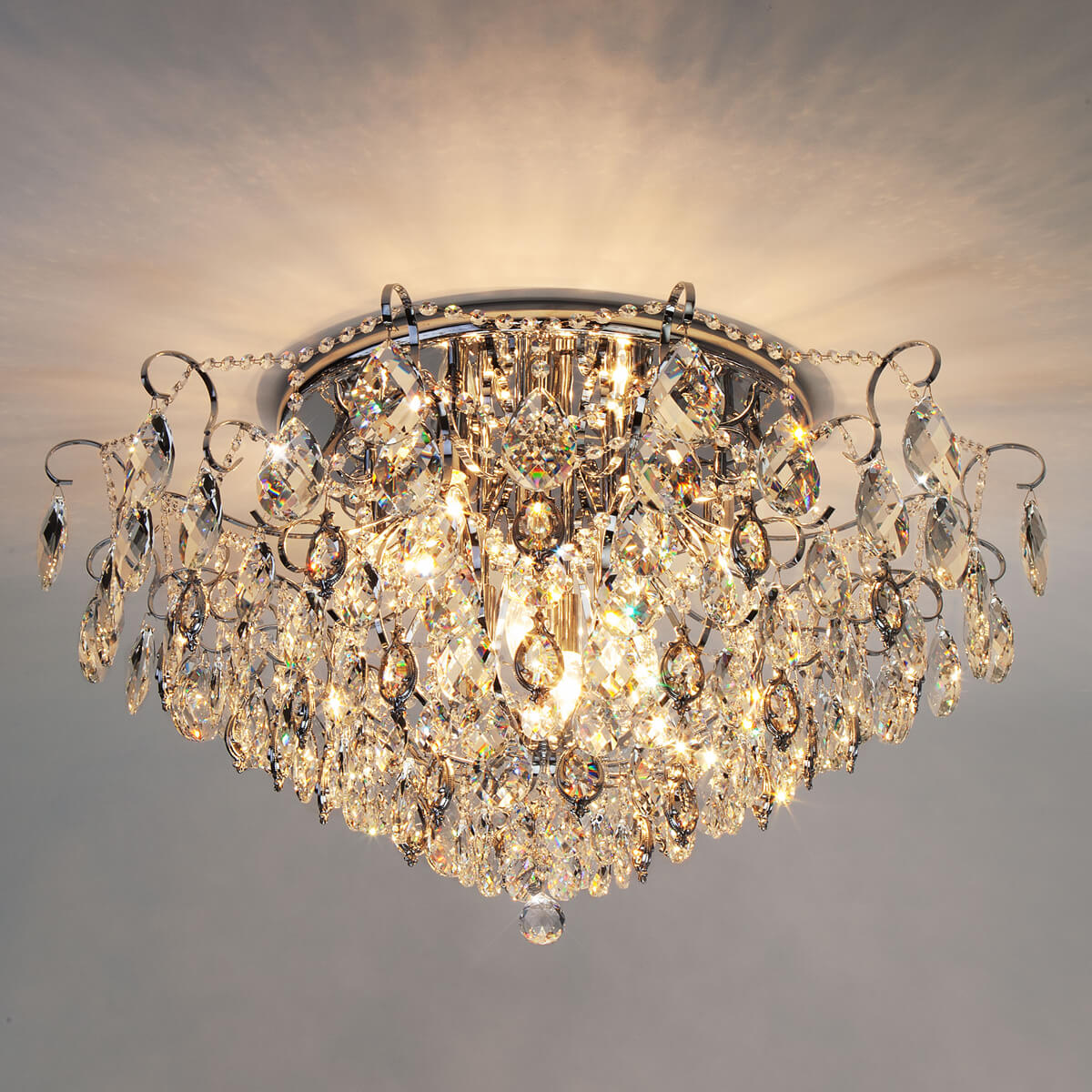 Потолочная люстра Eurosvet Crystal 10081/12 хром/прозрачный хрусталь Strotskis