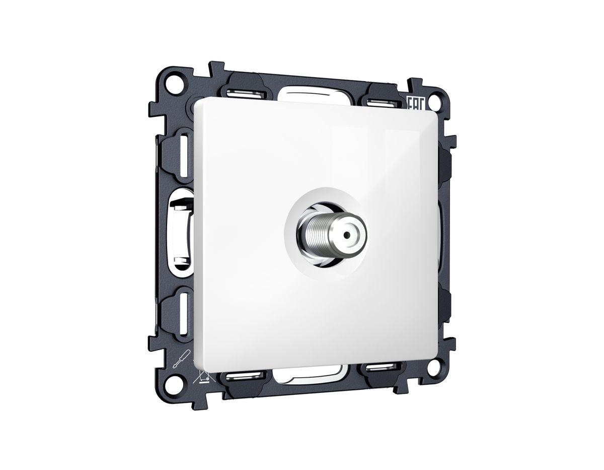 Комплект механизма TV розетки SAT 5-2400MHz 3.5dB Alfa Белый глянец Quant Ambrella Volt MA113050 (AP1130, VM215)