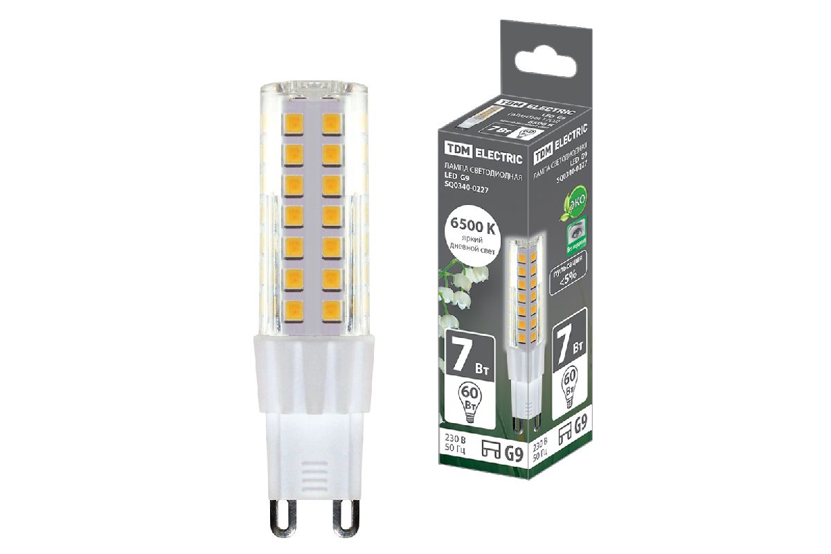 Лампа светодиодная TDM Electric G9 7W 6500K прозрачная SQ0340-0227