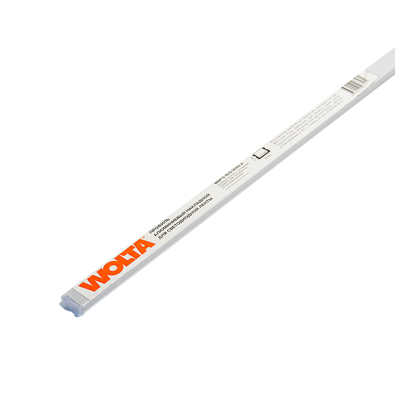 Профиль алюминиевый накладной Wolta WAP-S-16/6/2000-A