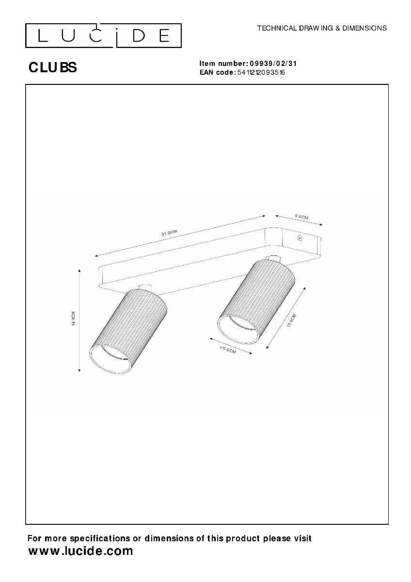 Спот Lucide Clubs 09939/02/31