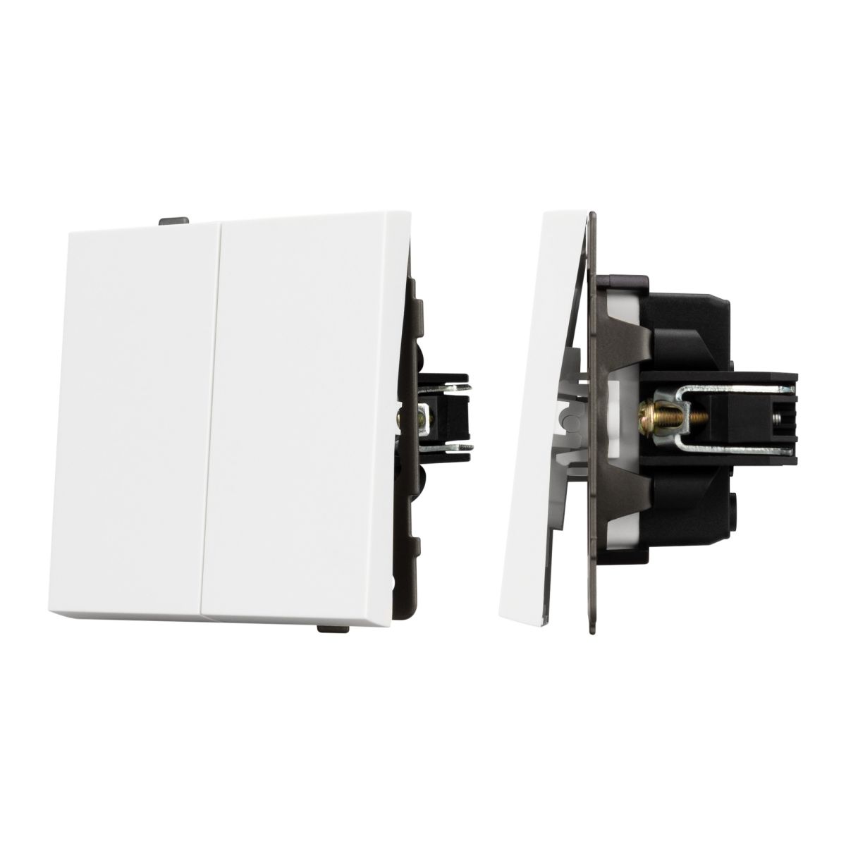 Механизм выключателя двухклавишный непроходной Arlight SWT-TENDO-MK02-PL-WH (230V, 10A) 054058