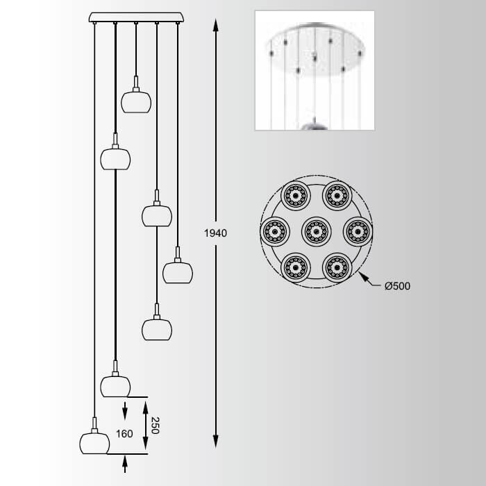 Подвесной светильник Zumaline CRYSTAL P0076-07M-B5FZ
