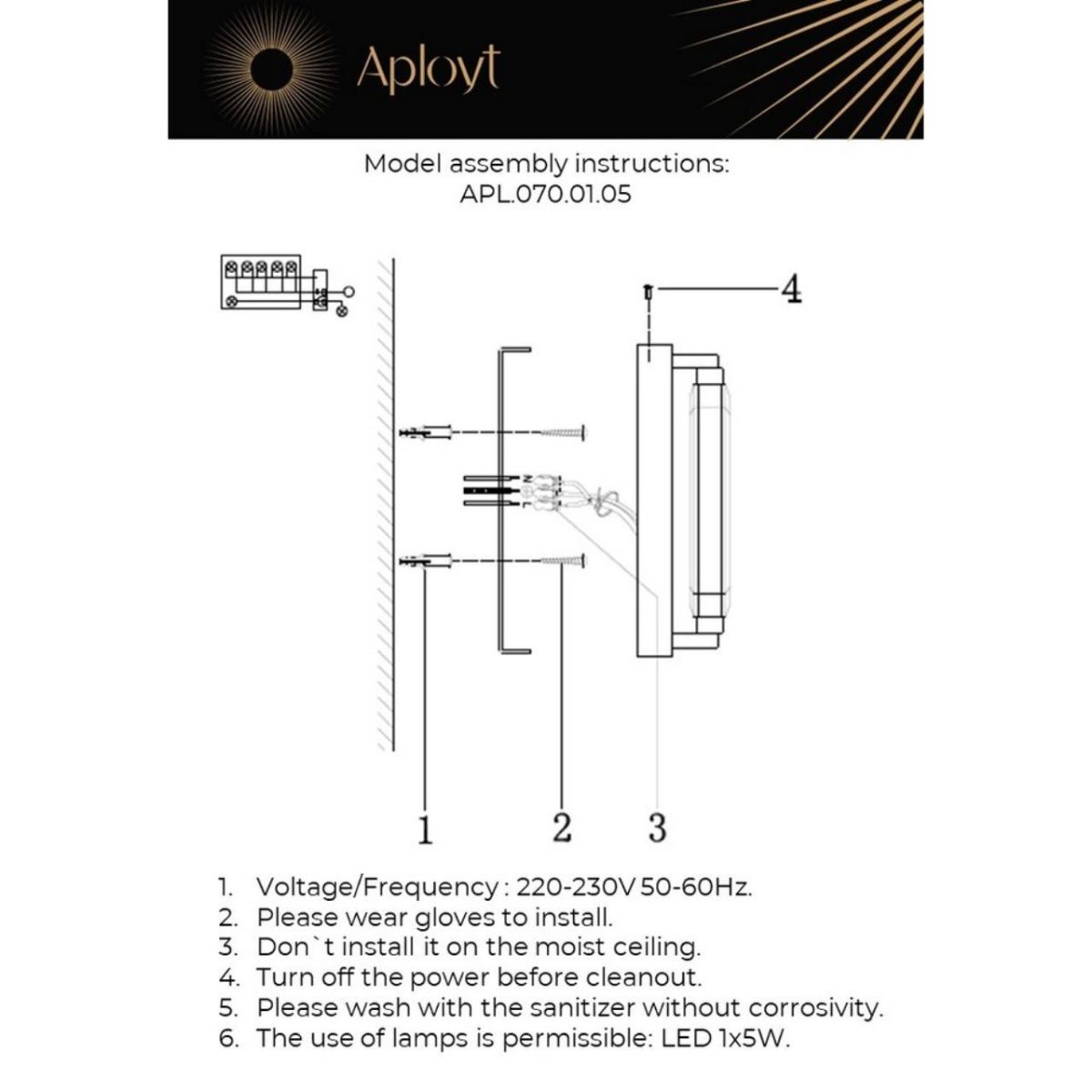Настенный светильник Aployt Lakres APL.070.01.05