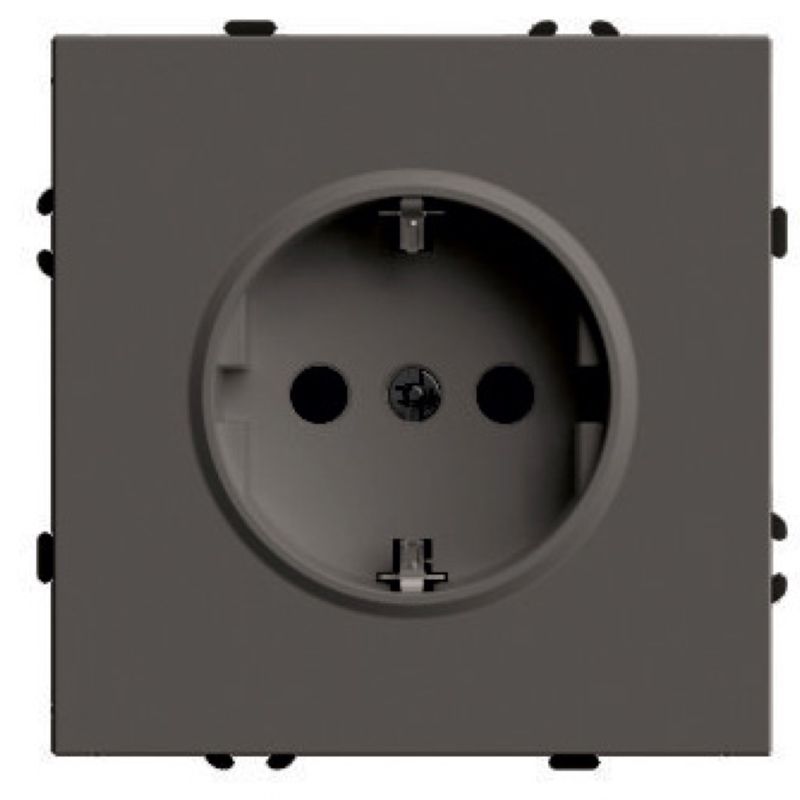 Розетка 1-местная с защитной шторкой с/з (механизм) Stekker Эмили 250В 16А RST16-5110-09 антрацит soft touch 49932