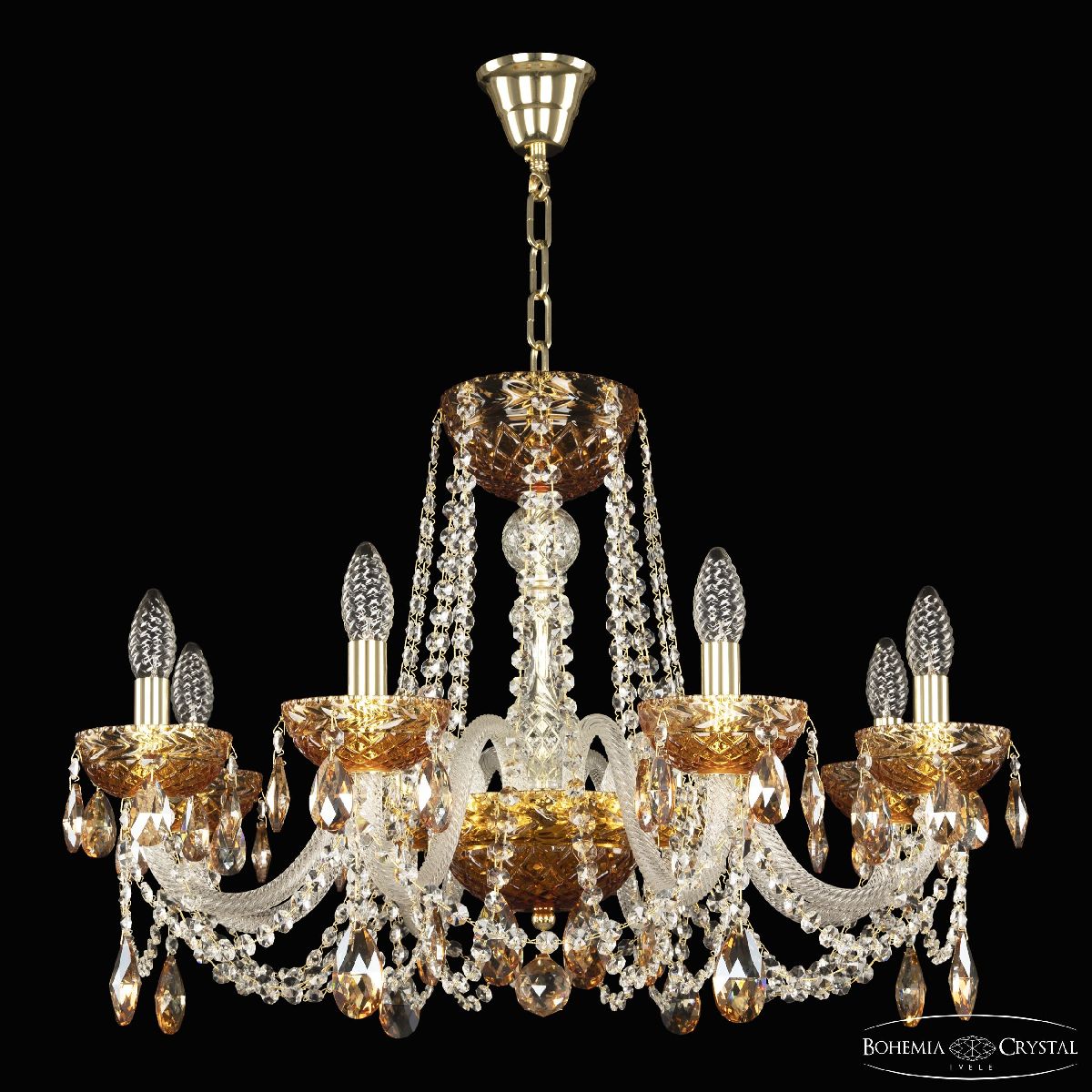 Подвесная люстра Bohemia Ivele Crystal 5402/8/240 G Amber/M-1F K721