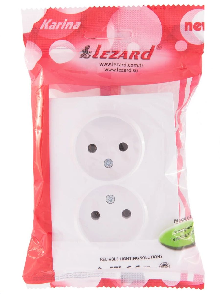 Розетка двойная б/з Lezard Karina 707-0200-128B