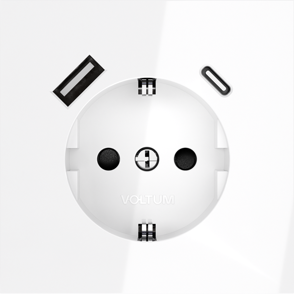 Розетка с USB, A+C Voltum S70 VLS040501 (белый глянцевы