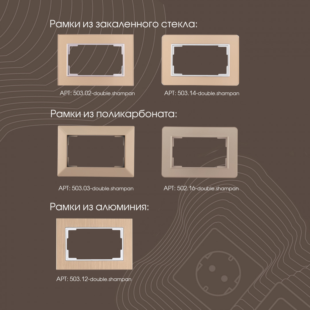 Розетка двойная с заземлением Arte Milano 203.40-2.shampan