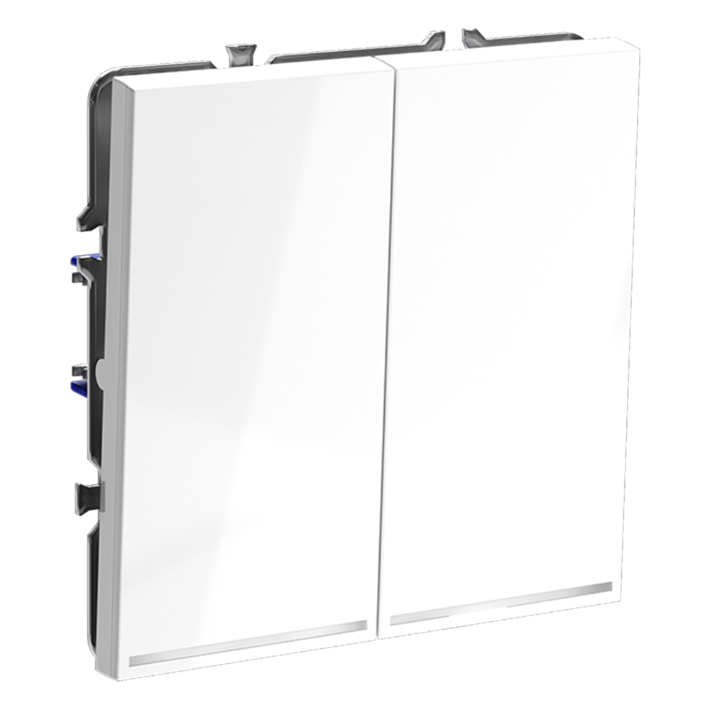 Проходной переключатель двухклавишный с подсветкой Voltum S70 VLS020401 (белый глянцевый)