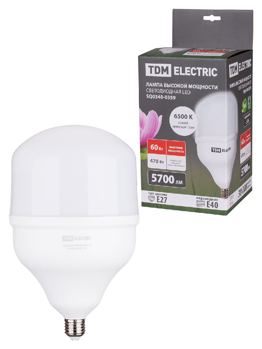 Лампа светодиодная TDM Electric E27 60W 6500K матовая SQ0340-0359