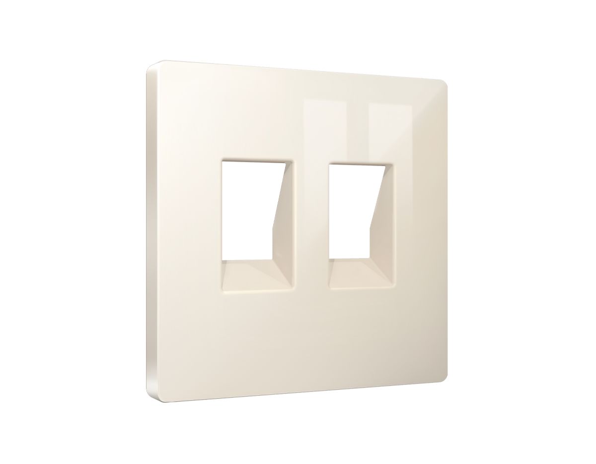 Лицевая панель Alfa (Бежевый глянец) для компьютерной/телефонной двойной розетки RJ-45/RJ-11 Quant Ambrella Volt AP3121