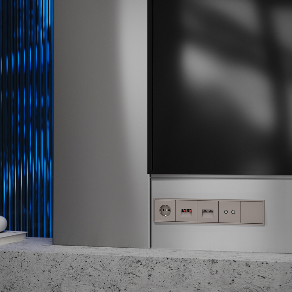 Накладка для розетки компьютерной двойной RJ45+RJ45 кат.6 Voltum S70 (капучино) VLS001414