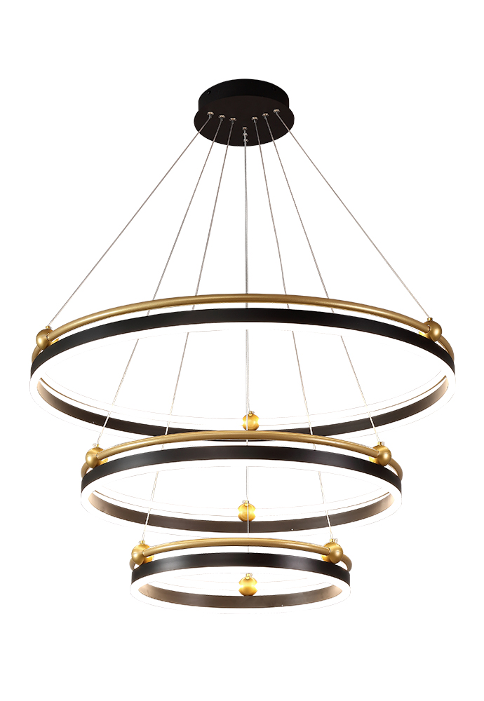 Подвесной светодиодный светильник Crystal Lux FERNANDO SP158W LED D400+600+800 BLACK/GOLD