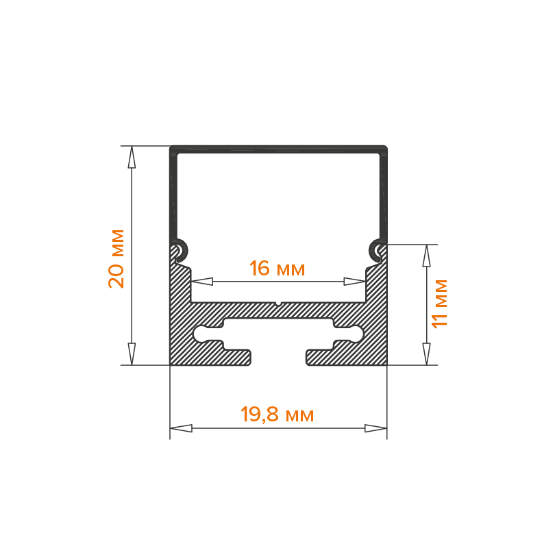 Профиль накладной Wolta WAP-S/H-20/20/2000-A