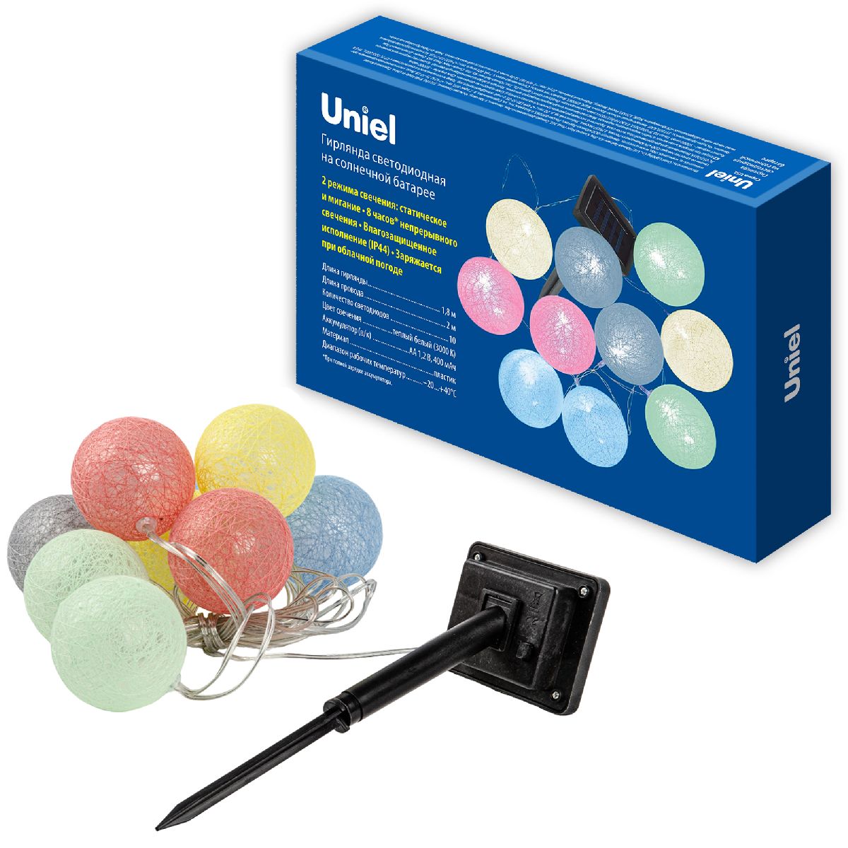 Гирлянда на солнечной батарее Uniel USL-S-139/PM2000 COTTON BALLS UL-00010436