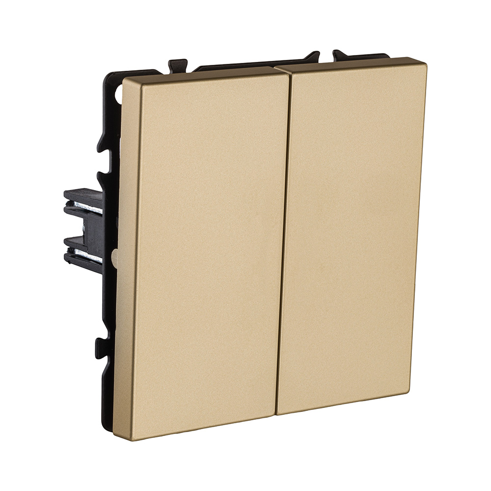 Выключатель 2-клавишный проходной 10А/250В, золотой Kollinger Eclipse EC-005GD