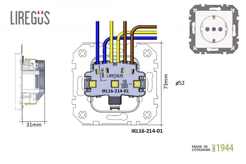 Розетка со шторками Liregus Retro 29-225