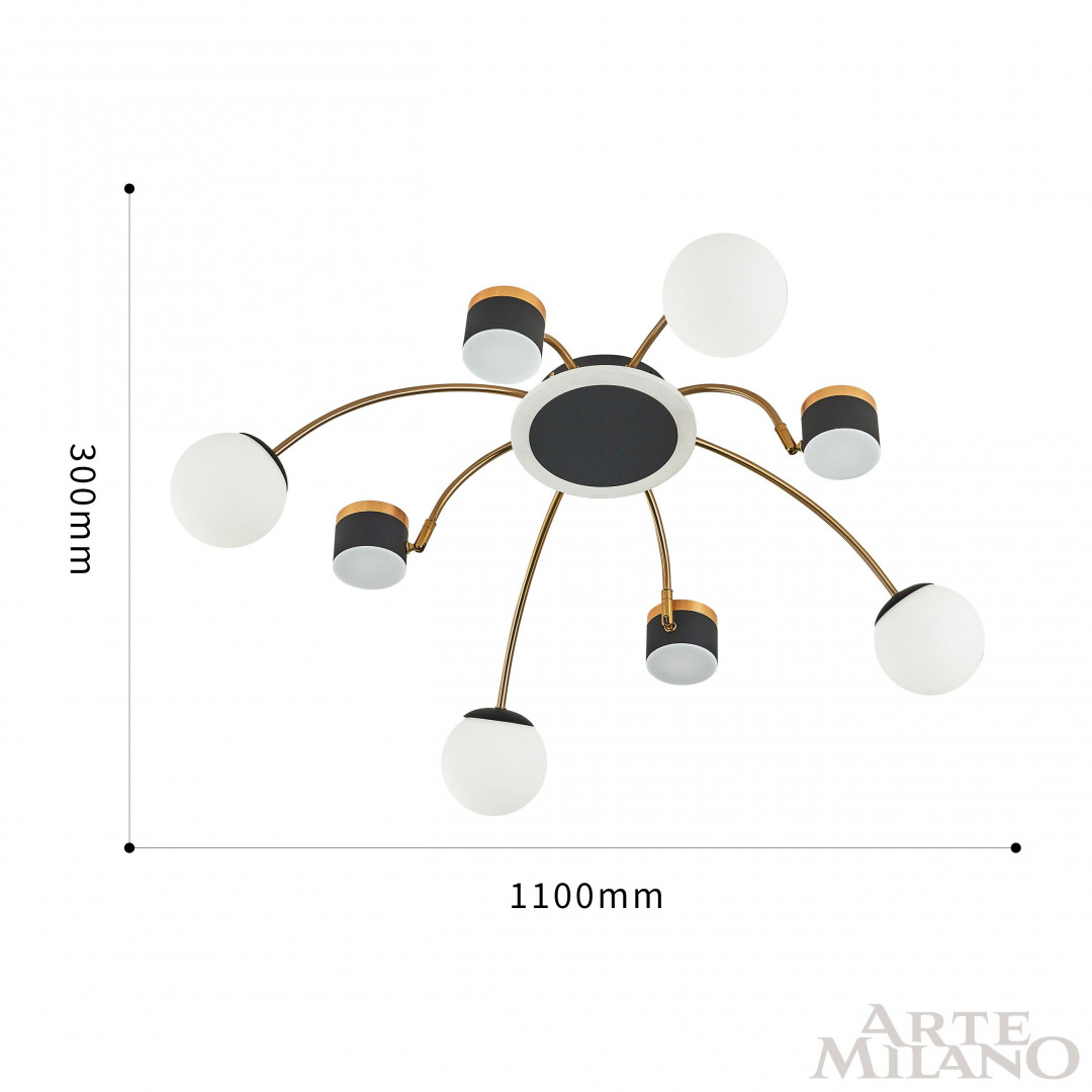Потолочная люстра Arte Milano 271040/8 BK/GD