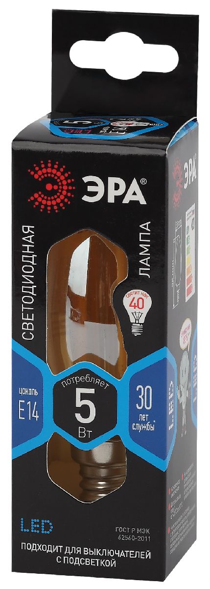 Лампа светодиодная Эра E14 5W 4000K F-LED B35-5W-840-E14 gold Б0047032