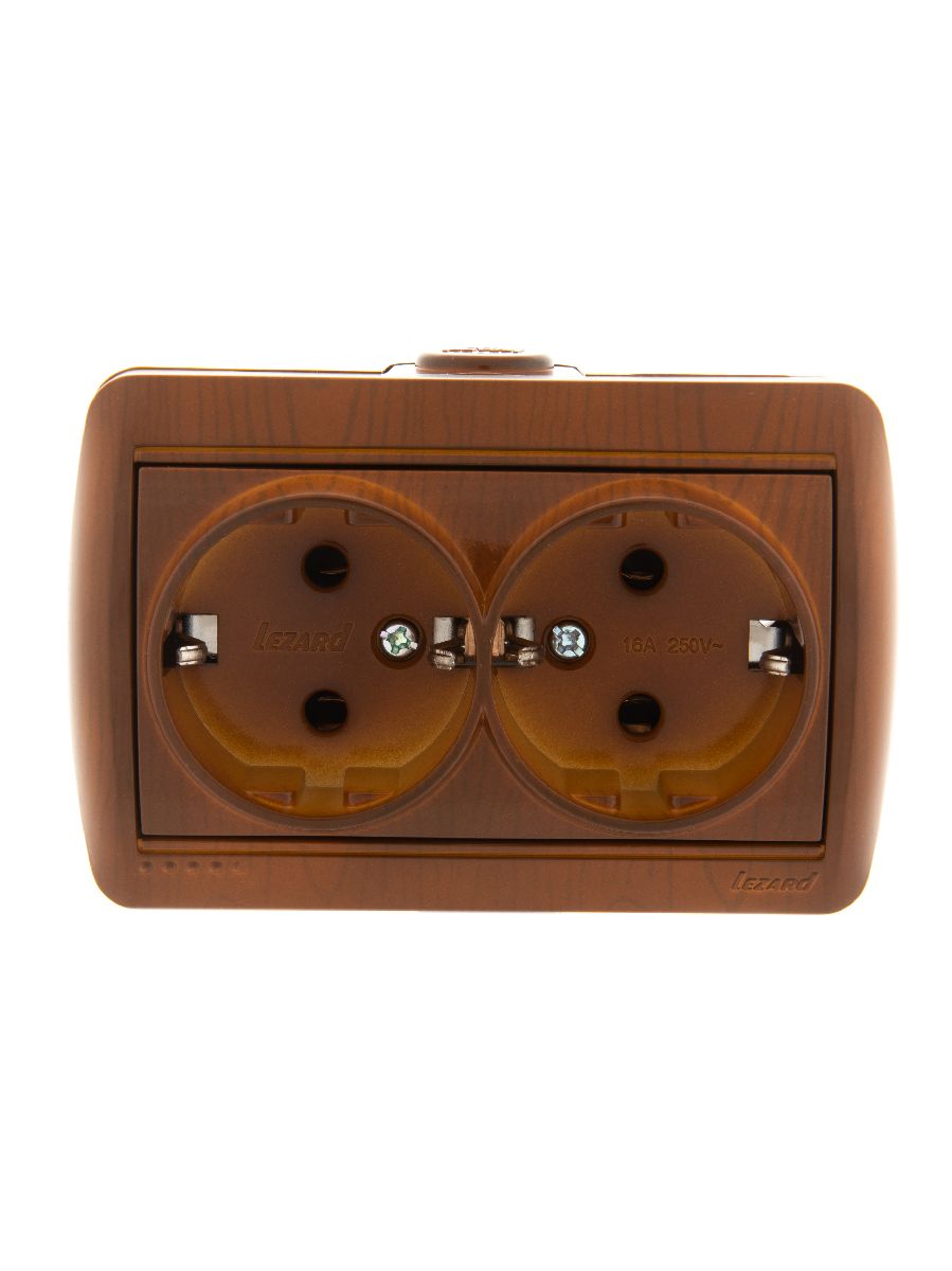 Розетка двойная с/з Lezard Nata 710-0800-127