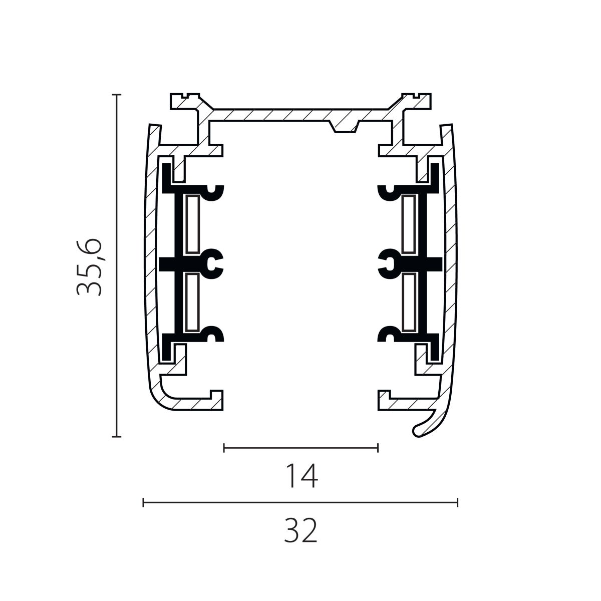 Шинопровод четырехконтактный трехфазный стыковочными пазами (плоские медные жилы), 2м Lightstar Quattro 504028-F