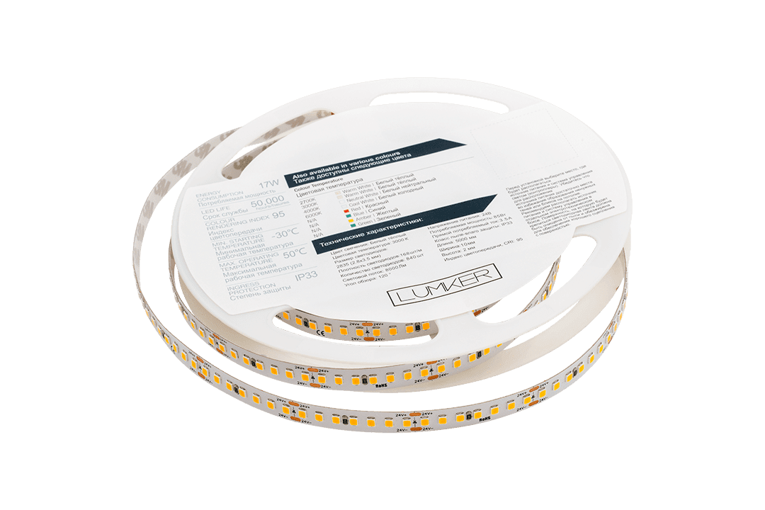 Светодиодная лента Lumker LK2H168-24-WW-33 003144