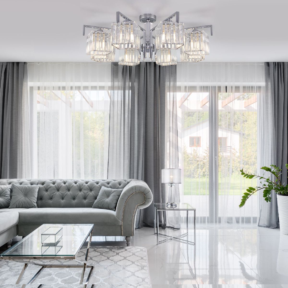 Потолочная люстра Eurosvet April 10126/8 хром/прозрачный хрусталь Strotskis Smart (10117/8) a054451