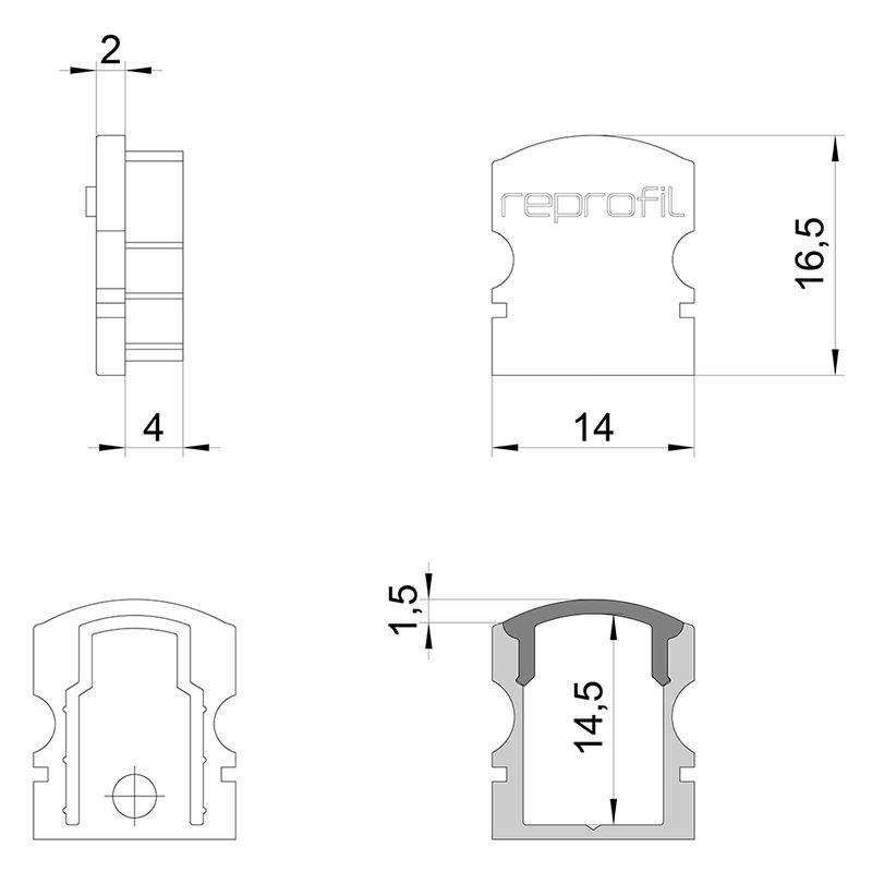 Торцевая заглушка (2 шт.) Deko-Light F-AU-02-08 978541