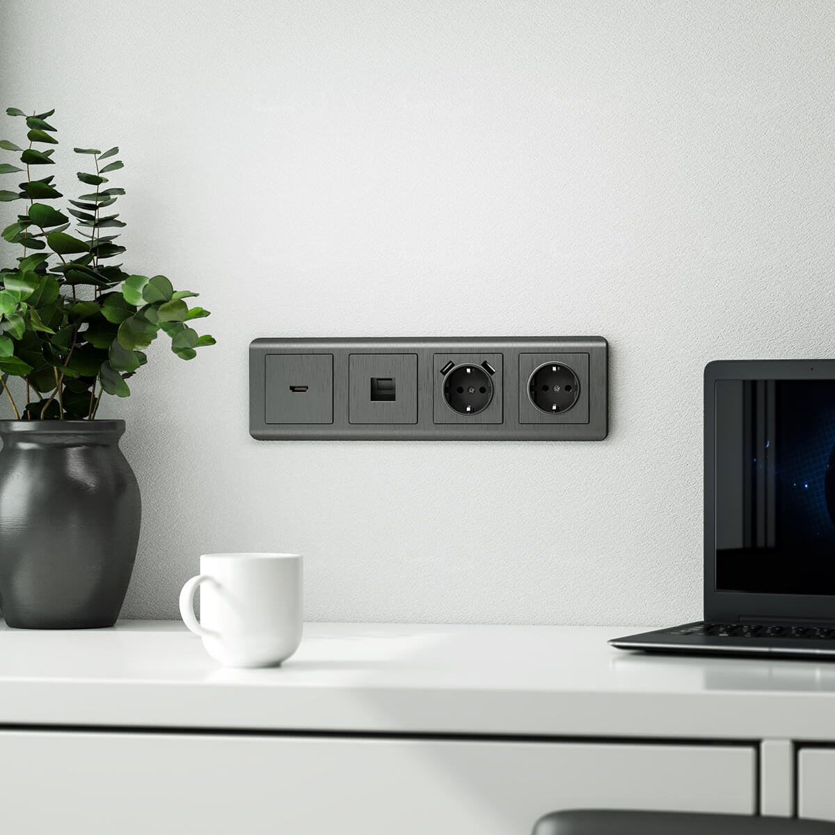 Накладка Werkel для розетки HDMI Графит рифленый WL04-HDMI-CP 4690389145919