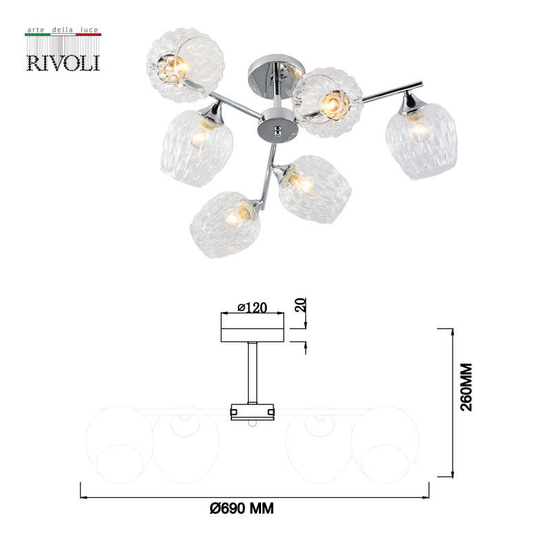 Люстра на штанге Rivoli Arlene 3139-306 Б0055390